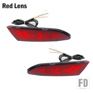 フォード フォーカス 3 2011-2014 セダン ハッチバック用 LED バンパーリフレクターライト 2個 テールブレーキリアフォグランプウィンカー機能 - Red Lens