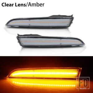 フォード 2個 自動車用 フロントサイドマーカー パーキングライト フェンダーコーナー LED アンバー 2010-2012年式 フュージョン別名メンデオ - Clear Lens Amber