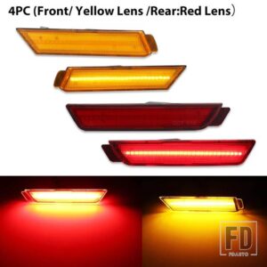 シボレー 12V アンバー/レッド フルサイドマーカーライト 2010-2015 カマロ用 フロント: アンバーリア: レッド 合計96個 SMD LED搭載 - 4pc Front Rear