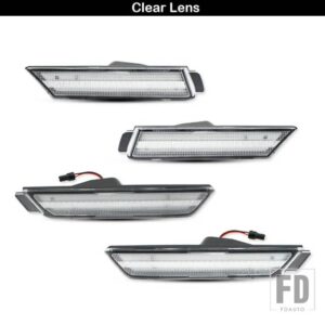 シボレー 12V アンバー/レッド フルサイドマーカーライト 2010-2015 カマロ用 フロント: アンバーリア: レッド 合計96個 SMD LED搭載 - 4pc Clear Lens