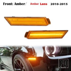 シボレー 12V アンバー/レッド フルサイドマーカーライト 2010-2015 カマロ用 フロント: アンバーリア: レッド 合計96個 SMD LED搭載 - 2pc Front amber