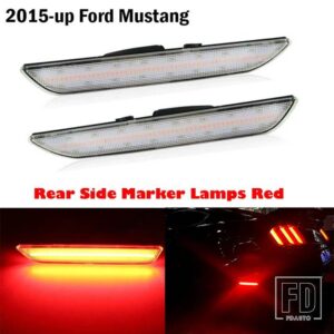 フォード 自動車用 フロントリアサイドマーカーランプ アンバー/ホワイトレッド 2010-2018 マスタング フロントバンパー LED フェンダー/サイド - 15-up Rear Red