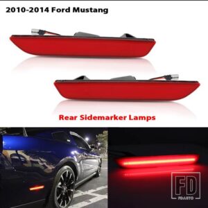 フォード 自動車用 フロントリアサイドマーカーランプ アンバー/ホワイトレッド 2010-2018 マスタング フロントバンパー LED フェンダー/サイド - 10-14 Rear Red8