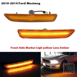 フォード 自動車用 フロントリアサイドマーカーランプ アンバー/ホワイトレッド 2010-2018 マスタング フロントバンパー LED フェンダー/サイド - 10-14 Front Amber10