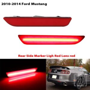フォード 自動車用 フロントリアサイドマーカーランプ アンバー/ホワイトレッド 2010-2018 マスタング フロントバンパー LED フェンダー/サイド - 10-14 Rear Red