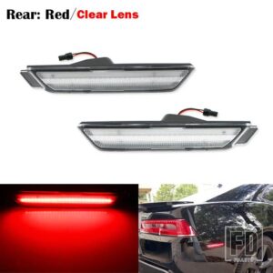 シボレー 自動車用 フロントリア サイドマーカーランプ アンバー/ホワイトレッド 2010-2015 カマロ フロントバンパー LED フェンダー/サイドマ - 2pc Rear Red