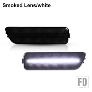 VW 2個 自動車用 LED フロントバンパー サイドマーカーライト インジケーター 左右 ウィンカーランプジェッタ ゴルフ MK4 1999-2005用 - Smoked Lens White