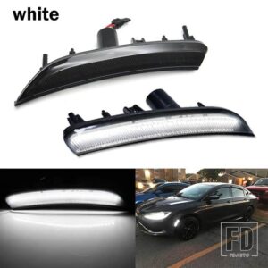 クライスラー 200 T10 アンバー フロントサイドマーカーライト パーキングライト/ウィンカーライト 12V 68206449AA 2015-2017 交換用 2個 - WHITE