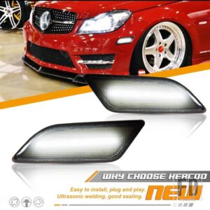 メルセデスベンツ W204 LCI C250 C300 C350 セダン/クーペ フロントサイドマーカーライト ウィンカーライトランプ アンバーホワイト 2012-2014 - White
