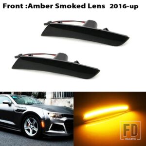 シボレー アンバー/レッド フロント/リアバンパー フル LED サイドマーカーライトキット カマロ用 OEM ウィンカーライト/ドライビングライトの - 2016-up Smoked Amber