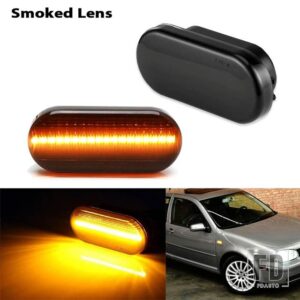 VW CANBUS アンバーイエロースモークサイドマーカーライト ウィンカーライト LEDインジケーターBORA GOLF 3 4 PASSAT 3BG POLO SB6 12V用 - Smoked Lens