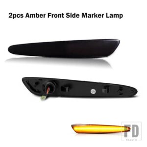 シボレー コルベット C6 2005-2013 フルLEDサイドマーカーライト フロントリア アンバーレッド オートウィンカーランプ 12V - 2pcs Front Amber