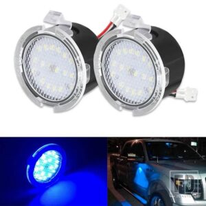 フォード フォーカス C-MAX KUGA MONDEO MONDEO FUSION RANGER EXPEDITION F-150 EDGE S-MAX 12V用 LEDサイドアンダーミラーパドルライト 2個 - Blue