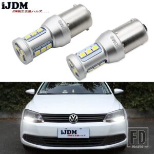 VW CANBUS 1200ルーメン HID ホワイト 1156 7506 S25 LEDバルブ MK6 ジェッタ デイタイムランニングライト用 6000K 12V - Red