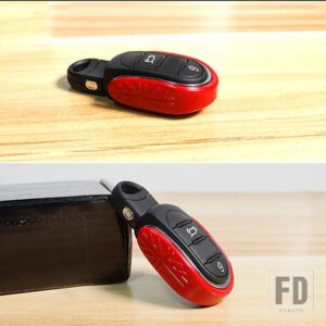 ミニクーパー BMW カーボンパターン キーフォブ シェルチェーン ユニオンジャック デコレーション S JCW ONE D F54 F55 F56 F57 F60 AR ACCE用 - Red