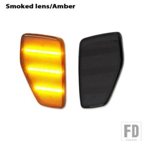 自動車用 アンバー 3列 LED ストリップ フロントフェンダー サイドマーカーライト ハマー H3 H3T ウィンカーライト 06-2010 対応 - Smoked lens Amber