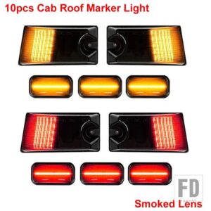 イエロー/レッド LED キャブ ルーフライトとレンズキット ハマー H2 2003-09 LED スモークレンズ トップライト - 10pc Front Rear3