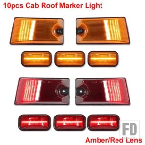 イエロー/レッド LED キャブ ルーフライトとレンズキット ハマー H2 2003-09 LED スモークレンズ トップライト - 10pc Front Rear5