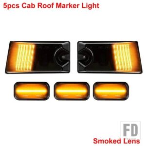 イエロー/レッド LED キャブ ルーフライトとレンズキット ハマー H2 2003-09 LED スモークレンズ トップライト - 5pc Front Amber