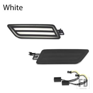 ポルシェ アンバー/ホワイト フル LED バンパーサイドマーカー ウィンカーライト 2014-2024 マカン用 OEM フロントサイドマーカーランプと交換 - Smoked Lens White