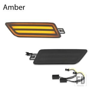 ポルシェ アンバー/ホワイト フル LED バンパーサイドマーカー ウィンカーライト 2014-2024 マカン用 OEM フロントサイドマーカーランプと交換 - Smoked lens Amber