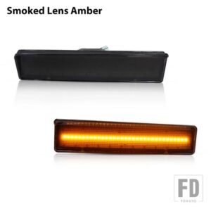 フォード アンバー フル LED ストリップ フロントサイドマーカーライト 1980-1986 ブロンコ F150 F250 F350用OEM アンバー サイドマーカー T10 - Smoked lens Amber
