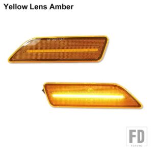 フル LED ストリップ フロントサイドマーカーライトアセンブリ 2006-2011 メルセデス C219 CLSクラス サイドウィンカーランプライト用 - Yellow Lens Amber