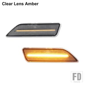 フル LED ストリップ フロントサイドマーカーライトアセンブリ 2006-2011 メルセデス C219 CLSクラス サイドウィンカーランプライト用 - Clear Lens Amber