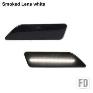 フル LED ストリップ フロントサイドマーカーライトアセンブリ 2006-2011 メルセデス C219 CLSクラス サイドウィンカーランプライト用 - Smoked Lens White