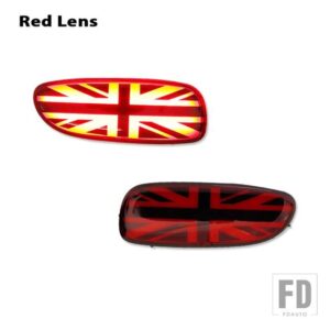 ミニクーパー R56 R57 R58 R59用リアフォグランニングランプアセンブリ2個 ユニオンジャックスタイルレンズリアフォグ/ランニングライト機能 - Red Lens