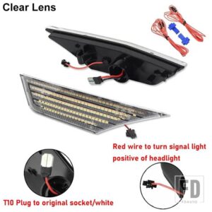 ホンダ 10代目 シビック MK10 2016-2021 LED アンバー サイドマーカー インジケーター リピーター ライト ウィンカー ランプ ブリンカー ホワイ - T10 White Wire Amber