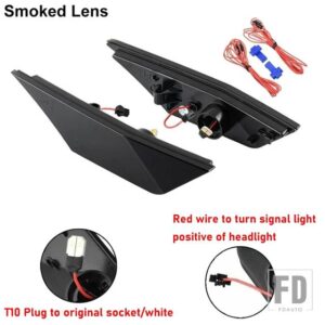 ホンダ 10代目 シビック MK10 2016-2021 LED アンバー サイドマーカー インジケーター リピーター ライト ウィンカー ランプ ブリンカー ホワイ - T10 White Wire Amber2