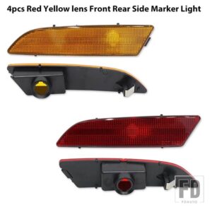 フロント＆リアバンパーサイドマーカーランプハウジング クライスラー クロスファイア クーペ/コンバーチブル ウィンカーライトパーキングライ - 4pc yellow Red Lens