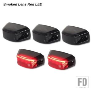 2014-23年式 ダッジラム プロマスター 1500 2500 3500 カーゴRVバン用 スーパーレッド フルLED リアキャブ ルーフクリアランスマーカーランプ - Smoked Lens Red LED