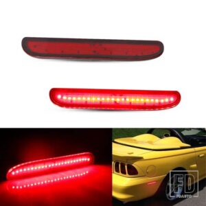 フォード レッドフルLEDリアサイドマーカーライトパーキングランプ 1994-1998 マスタング GT コブラ用 OEM バックサイドマーカーランプ 12V と - Red Lens Red