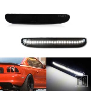 フォード レッドフルLEDリアサイドマーカーライトパーキングランプ 1994-1998 マスタング GT コブラ用 OEM バックサイドマーカーランプ 12V と - Smoked Lens White