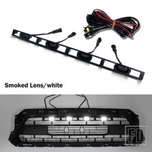 トヨタ 4点セット フロントバンパーフードグリル LED アンバーホワイトライト タコマ 2012-2015用 LEDライト フロントバンパーグリル用 12V - Smoked Lens White
