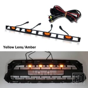 トヨタ 4点セット フロントバンパーフードグリル LED アンバーホワイトライト タコマ 2012-2015用 LEDライト フロントバンパーグリル用 12V - Yellow Lens Amber