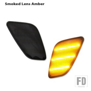 アンバー3列LEDストリップフロントフェンダーフレアサイドマーカーライト 1997-2006 JEEP WRANGLER TJ用 ウィンカーライトサイドマーカー - Smoked lens Amber