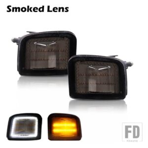 スバル スイッチバックアンバーイエローLEDフロントウィンカーランプ WRXWRX STI用デイタイムランニングライトキセノンホワイトLED使用 - Smoked Lens