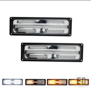 シボレー 2個 フロントバンパー シーケンシャル アンバー ウィンカー ライト アセンブリ GMC C/K 1500/2500/3500 トラック用 ホワイト LED DRL - Clear Lens