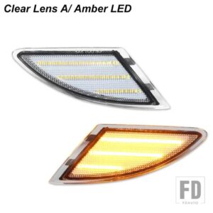 メルセデスベンツ アンバーフルLEDフロントバンパーサイドマーカーライト 2006-2010 W251 Rクラス用アンバーフロントサイドマーカーと交換 - Clear Lens Amber