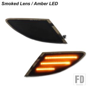 メルセデスベンツ アンバーフルLEDフロントバンパーサイドマーカーライト 2006-2010 W251 Rクラス用アンバーフロントサイドマーカーと交換 - Smoked lens Amber