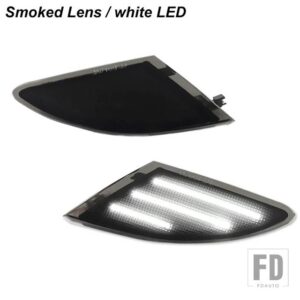 メルセデスベンツ アンバーフルLEDフロントバンパーサイドマーカーライト 2006-2010 W251 Rクラス用アンバーフロントサイドマーカーと交換 - Smoked Lens White