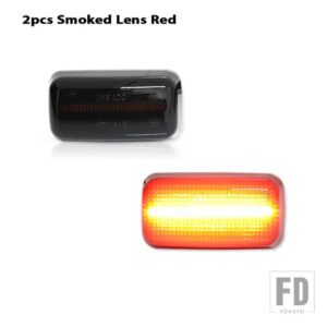 シボレー アンバー/レッド フル LED デュアルリアフェンダーマーカーライト 2015年以降の GMC 2500HD 3500HD ダブルホイールフェンダーベッドに - 2pc Smoked Red