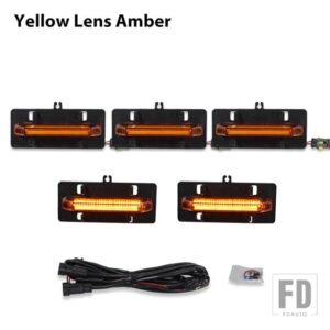 フォード F150 XL/XLT/XLT スポーツ タンドラ フロントグリルライト ランニング/ポジションライト 21-23用 フードバルジ グリルライト 5個 - Yellow Lens Amber