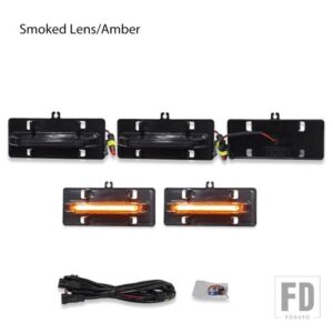 フォード F150 XL/XLT/XLT スポーツ タンドラ フロントグリルライト ランニング/ポジションライト 21-23用 フードバルジ グリルライト 5個 - Smoked lens Amber