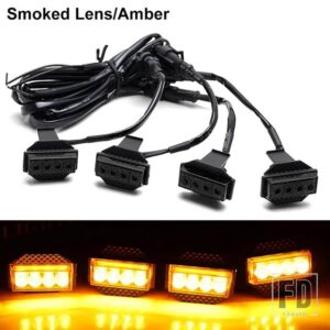 トヨタ タンドラ用 LED フロントグリル クリアランスライト 4個 ハニカム DRL/ドライビング/ポジション非 TRD非水平ビームグリル 18-21 - Smoked lens Amber