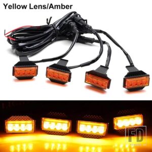 トヨタ タンドラ用 LED フロントグリル クリアランスライト 4個 ハニカム DRL/ドライビング/ポジション非 TRD非水平ビームグリル 18-21 - Yellow Lens Amber