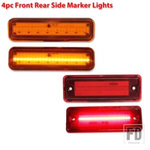 シボレー アンバー/レッド フル LED サイドマーカーライト 1982-1987 エルカミーノ GMC カバレロ用 OEM サイドマーカーランプと交換 - 4pc Front Rear2